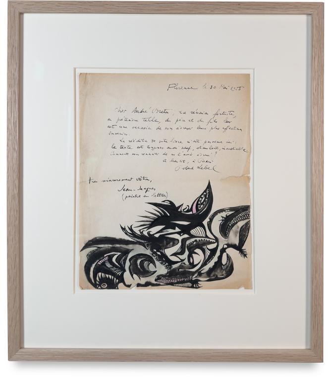 Catalogue raisonné, Jean-Jacques Lebel, Dessin sur une lettre à André Breton - 1955
