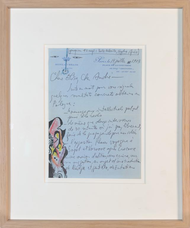 Catalogue raisonné, Jean-Jacques Lebel, Dessin sur un courrier adressé à André et Elisa Breton - 1959