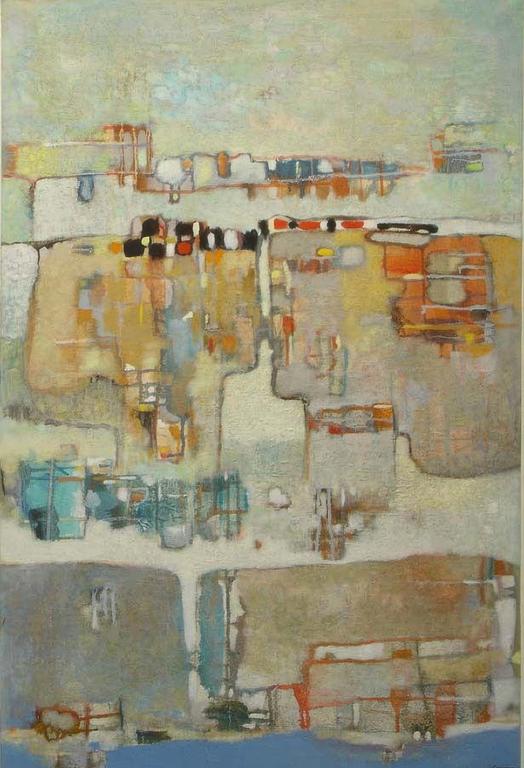 Catalogue raisonné, Abdelkader Guermaz, Deux têtes dans un paysage.Dialogue — 1975