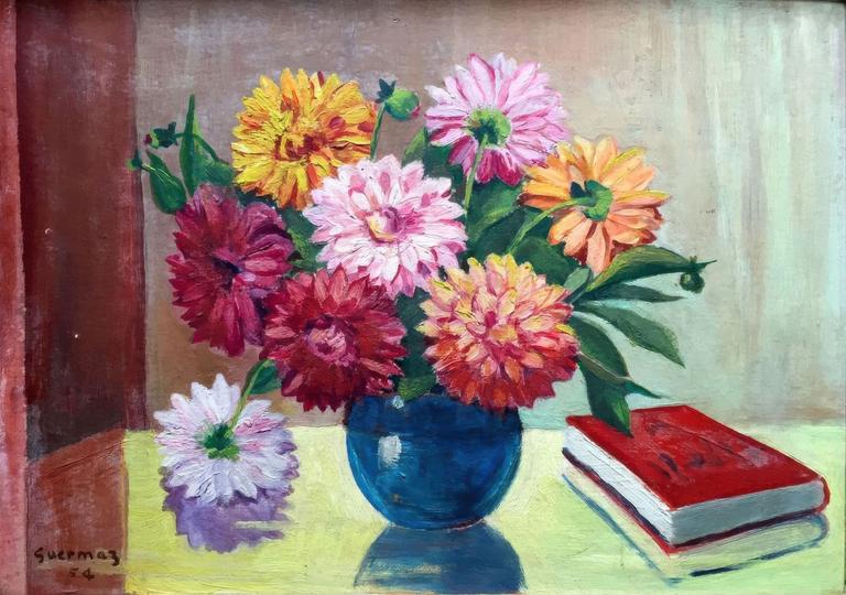 Catalogue raisonné, Abdelkader Guermaz, Bouquet de Dahlias — 1954