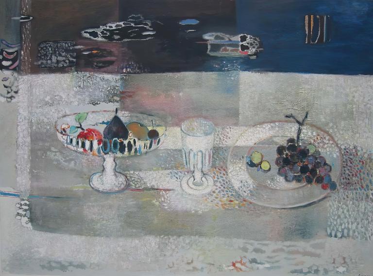 Catalogue raisonné, Abdelkader Guermaz, Sans titre ou Nature morte aux raisins et aux poires — 1970