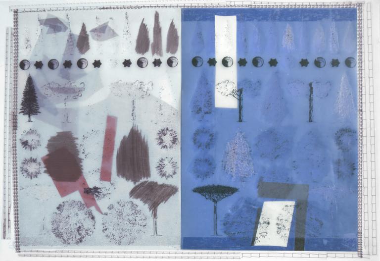 Catalogue raisonné, Bernadette Delrieu, Mémoire d'une vie, portrait n°09, portrait caché et arbres - 1991