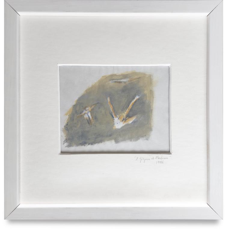 Catalogue raisonné, Bernadette Delrieu, Je bats la campagne, deux figures et l'oiseau - 1996