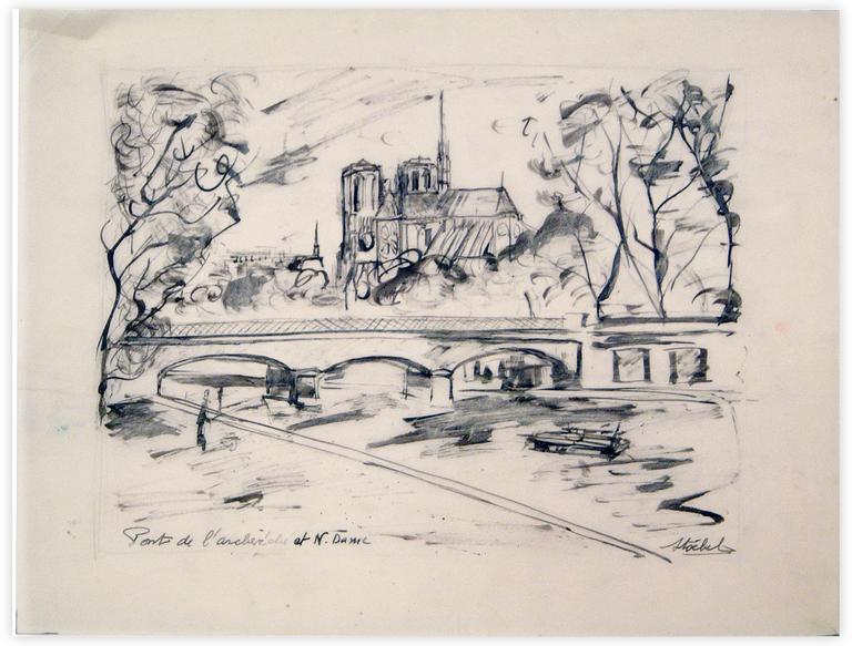 Catalogue raisonné, Edgar Stoëbel, "Pont de l'Archevéché et Nôtre-Dame" - Landscape — 