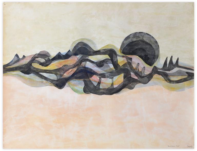 Catalogue raisonné, Henri Maccheroni, Sans titre, Le poisson, le caelacante, Paysage imaginaire - 1961