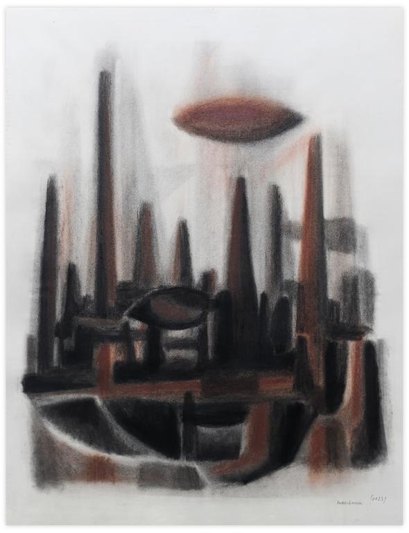 Catalogue raisonné, Henri Maccheroni, Sans titre, Fiction de ville ou Paysage mécanique, Journal de l’œuvre - 1960