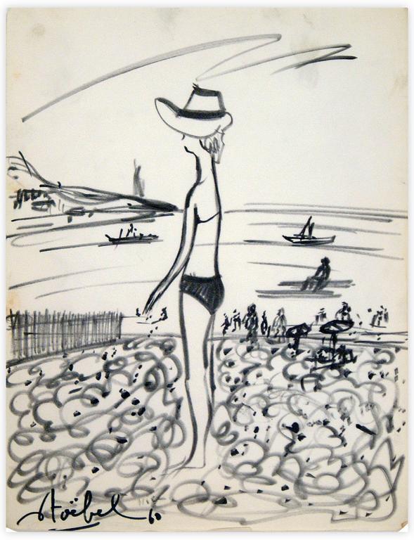 Catalogue raisonné, Edgar Stoëbel, Nice - la plage — 1960