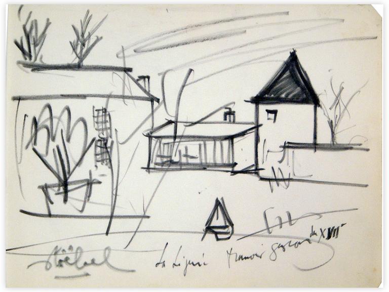 Catalogue raisonné, Edgar Stoëbel, Nice - "la lignée ?" manoir gascon du XVIIe — 1960