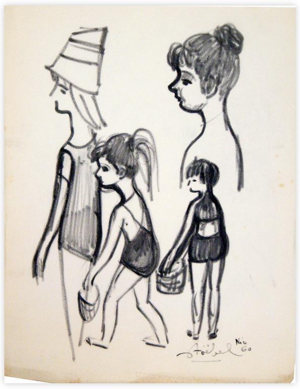 Catalogue raisonné, Edgar Stoëbel, Nice - famille de plagistes — 1960