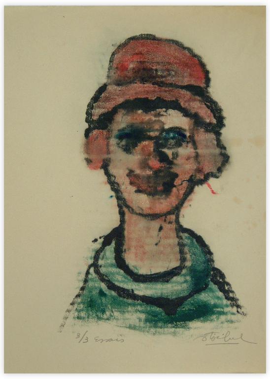 Catalogue raisonné, Edgar Stoëbel, reproduction 3/3 - essais - woman & a hat — 