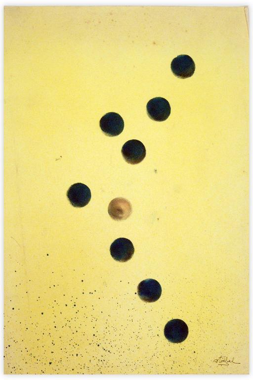 Catalogue raisonné, Edgar Stoëbel, pois bleus sur fond jaune — 