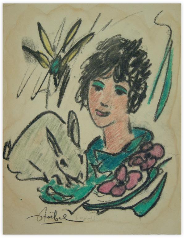 Catalogue raisonné, Edgar Stoëbel, (original) femme au lapin — 