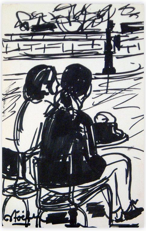 Catalogue raisonné, Edgar Stoëbel, femmes en terrasse — 