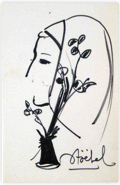 Catalogue raisonné, Edgar Stoëbel, vase fleur et femme — 
