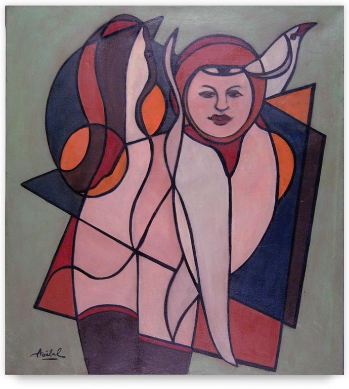 Catalogue raisonné, Edgar Stoëbel, compo femme oiseau