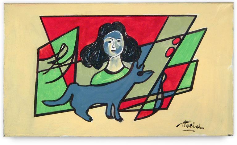 Catalogue raisonné, Edgar Stoëbel, compo femme à l'animal bleu