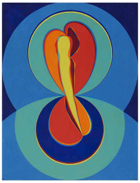 Catalogue raisonné, Etienne Beothy, Gouache sans titre (dominante bleue) - 1944