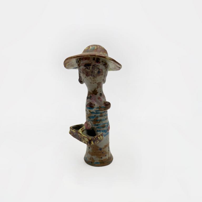 Catalogue raisonné, Jean & Jacqueline Lerat, Femme à la robe aux rayures bleues(bouquetière), 1974