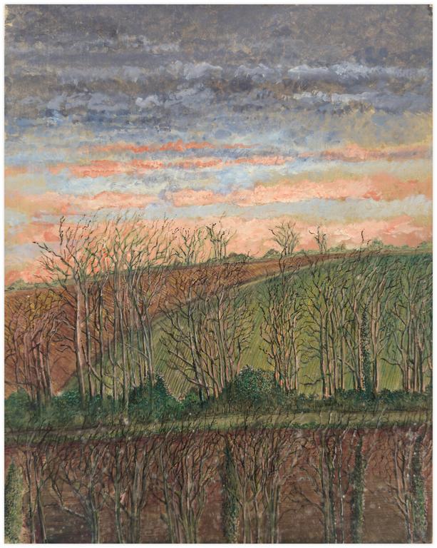 Claude Grobéty, Paysage et ciel rose et nuages noires - 2006