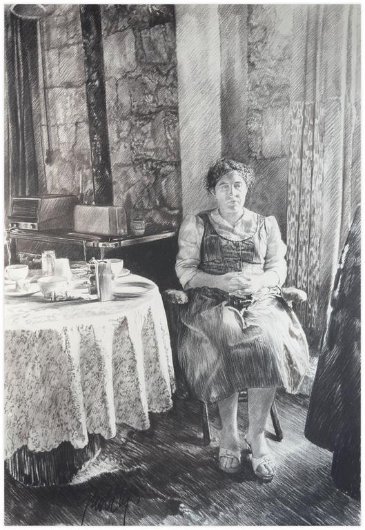 Claude Grobéty, Assis mains jointes près de la table - circa 1982