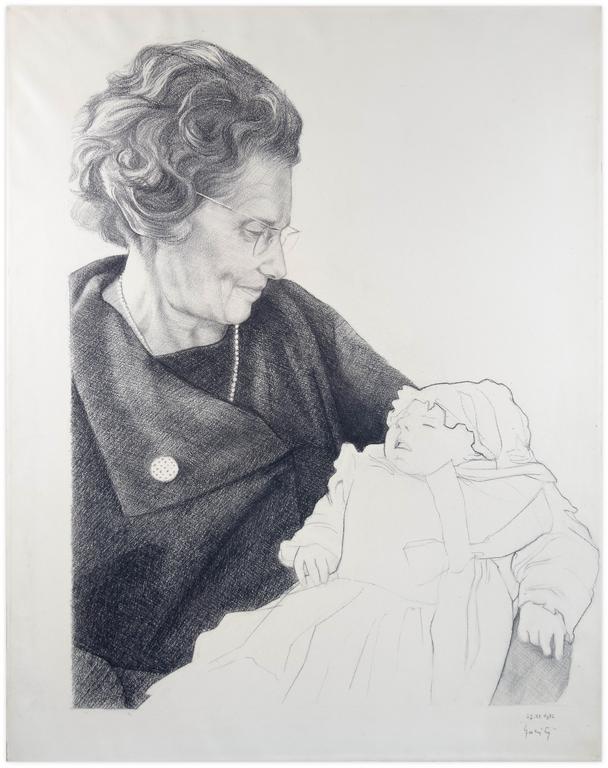 Claude Grobéty, Portrait Madeleine Leroy avec Bébé - 1972