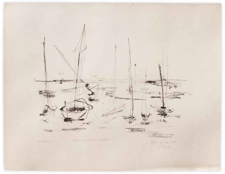 Catalogue raisonné, Henri Baviera, PETITS VOILIERS ENDORMIS — 1959