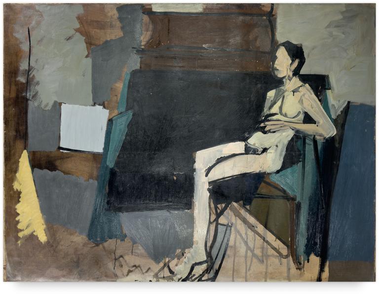 Catalogue raisonné, Michel Mousseau, Nu assis, carré blanc, circa 1965