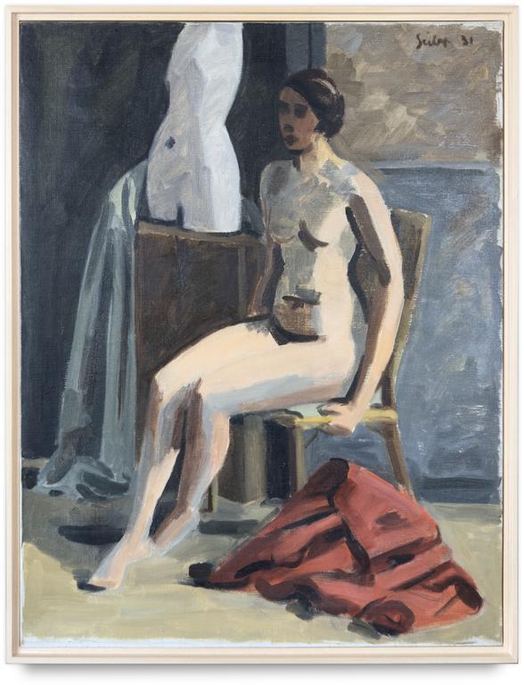 Catalogue raisonné, Hans Seiler, Nu assis (draperie rouge), 1931