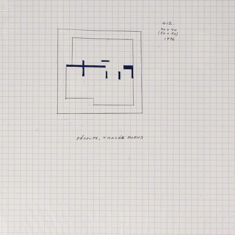 Catalogue raisonné, Henri Prosi, DÉCOUPE, TRACÉS BLEUS — 1996