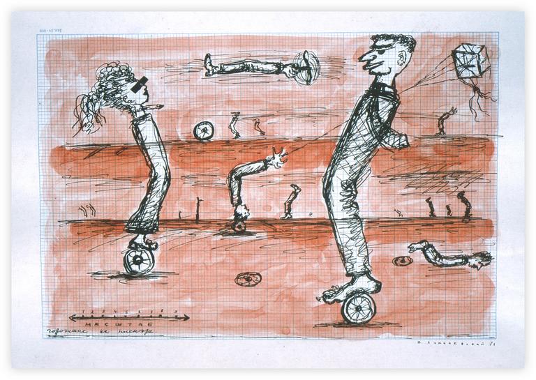 Catalogue raisonné, Vladimir Yankilevsky, From the cycle Functions and Graphs: The Graph of Function: Townspeople in the open air, 1971