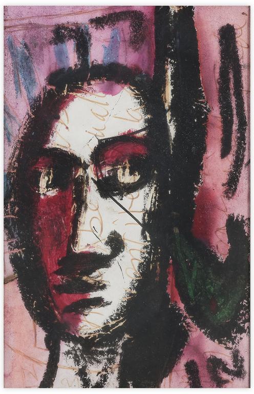 Catalogue raisonné, Norris Embry, Sans titre (Tête sur fond rouge et rose), 1977