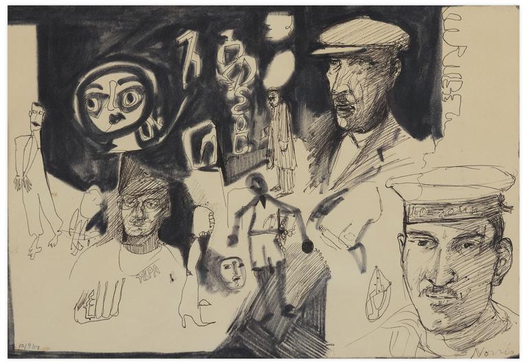 Catalogue raisonné, Norris Embry, Sans titre (Etude de pêcheurs grecs), vers décembre 1959