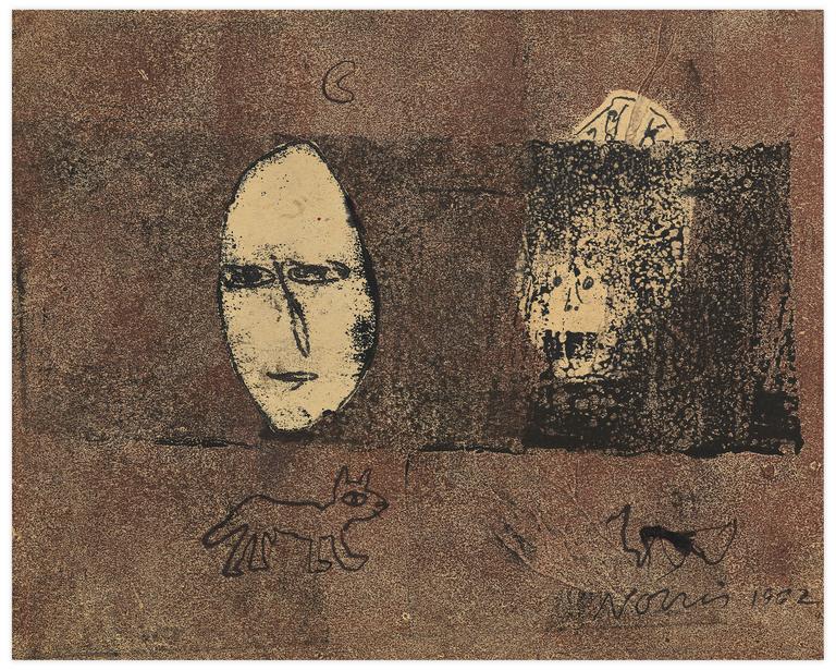 Catalogue raisonné, Norris Embry, Sans titre (Deux visages et un chien), 1962