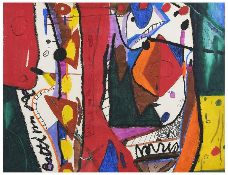 Catalogue raisonné, Norris Embry, Sans titre (Composition abstraite, colonne rouge), 1980