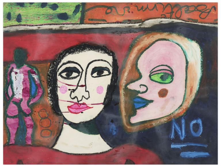 Catalogue raisonné, Norris Embry, Sans titre (Figure nue debout, femme en buste, masque de profile), vers 1979