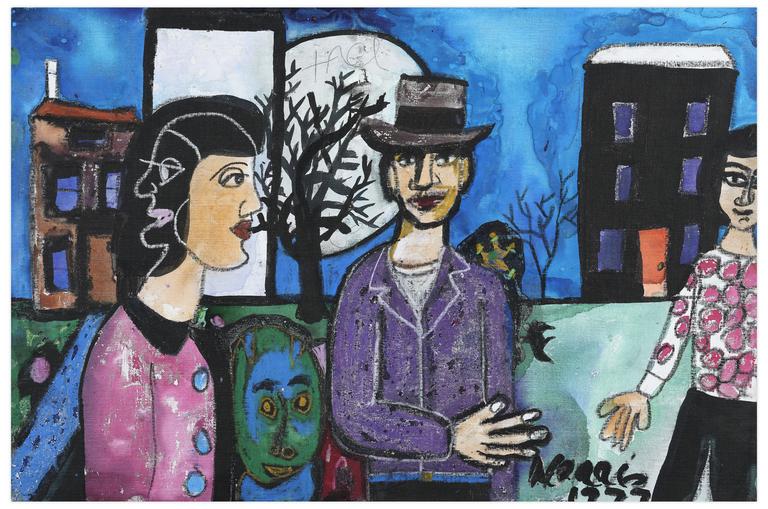 Catalogue raisonné, Norris Embry, Winter Scene (Deux hommes et une femme), 1977