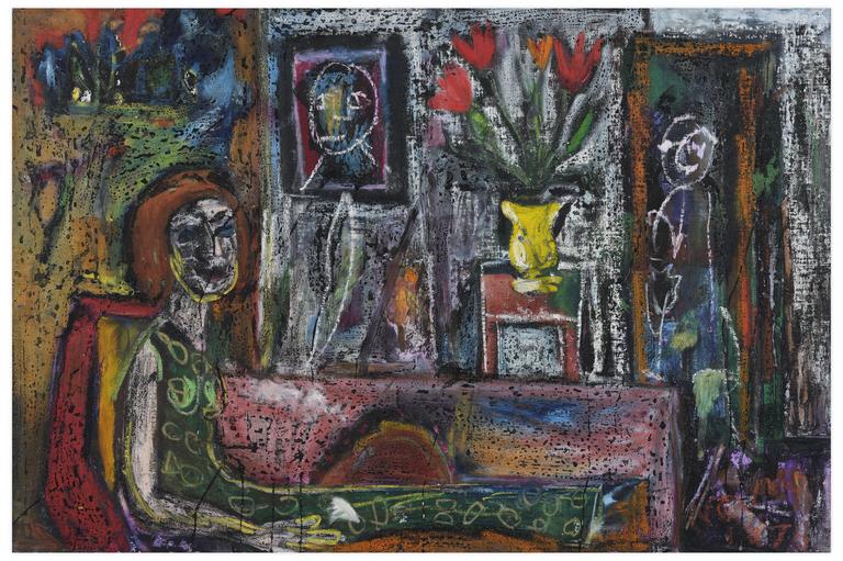 Catalogue raisonné, Norris Embry, Sans titre (Femme alongée en robe verte dan sun intérieur), 1976