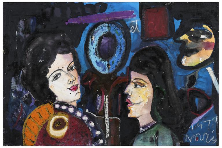 Catalogue raisonné, Norris Embry, To Women and the sign" (Deux femmes et masque), 1977