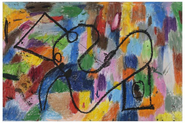 Catalogue raisonné, Norris Embry, Sans titre (Composition abstraite inachevée, forme libre noir), vers 1980