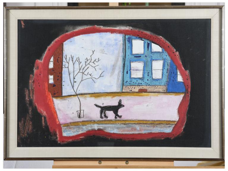 Catalogue raisonné, Norris Embry, Sans titre (Tête et chien marchant dans la rue), 1980