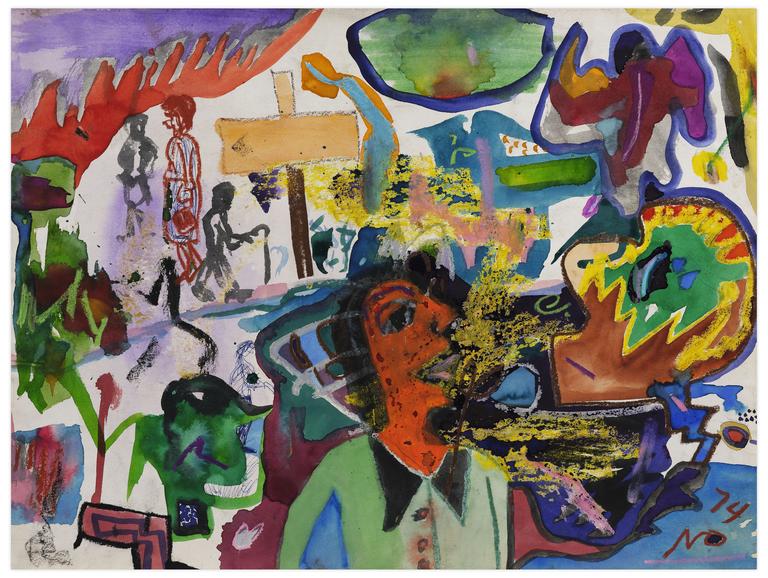 Catalogue raisonné, Norris Embry, Sans titre (Figure orange, de profil à droite), 1974