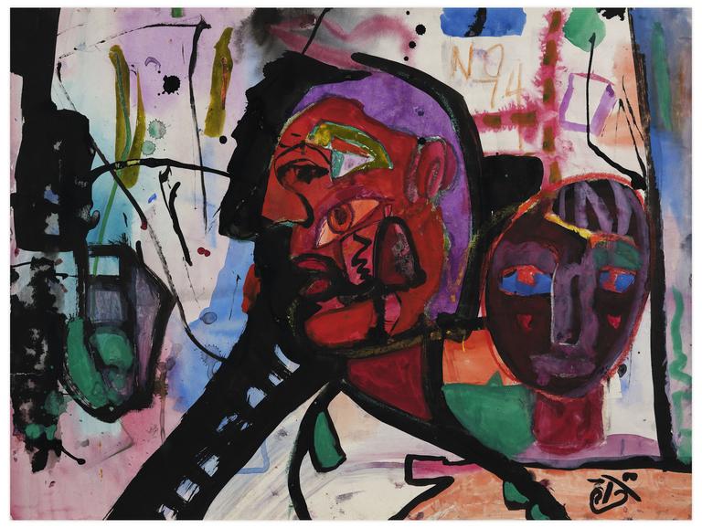 Catalogue raisonné, Norris Embry, Sans titre (Visage rouge, de profil à gauche), 1974