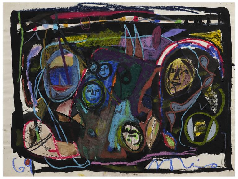 Catalogue raisonné, Norris Embry, Sans titre (Visages sur fond noir), 1969