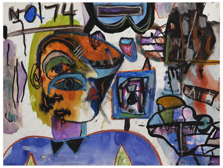 Catalogue raisonné, Norris Embry, Sans titre (Figure en bleu, de face), 1974