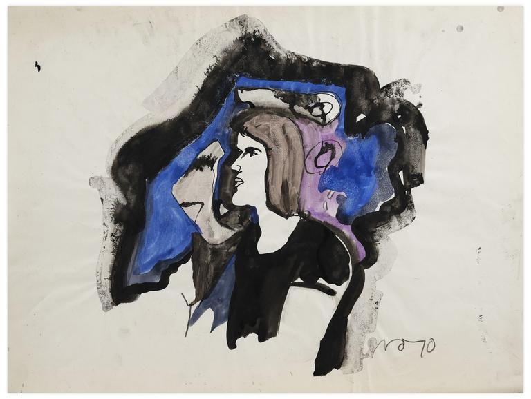 Catalogue raisonné, Norris Embry, Sans titre (Femme en buste, de profil à gauche), 1970