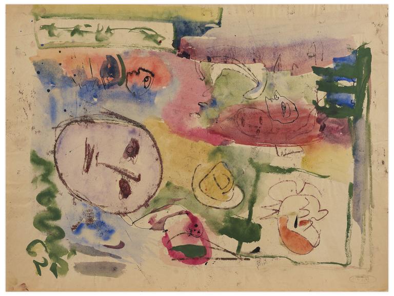 Catalogue raisonné, Norris Embry, Sans titre (Masques et visages de profil), 1962