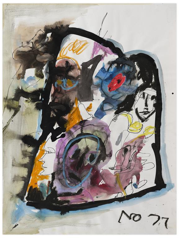 Catalogue raisonné, Norris Embry, Sans titre (Masques et visage de profil), 1977