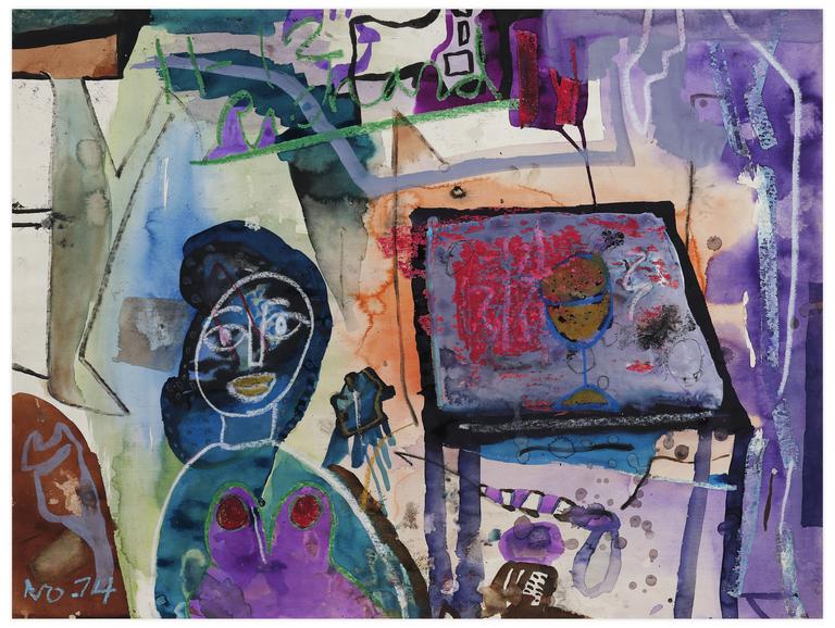 Catalogue raisonné, Norris Embry, Sans titre (11-12 Richard / Femme et verre), 1974