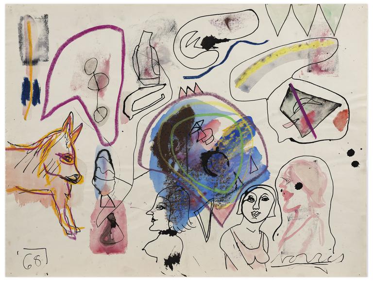 Catalogue raisonné, Norris Embry, Sans titre (Trois femmes et chien de profil), 1968