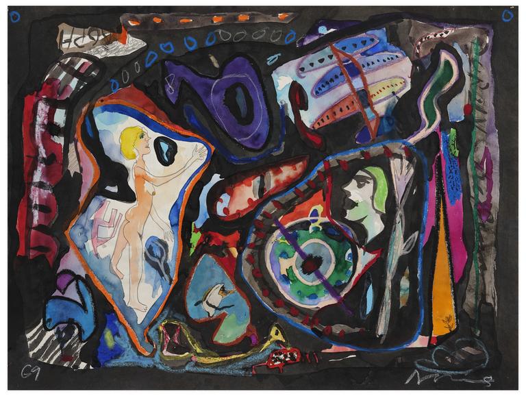 Catalogue raisonné, Norris Embry, Sans titre (Femme nue de profil et visage de femme de profil), 1969